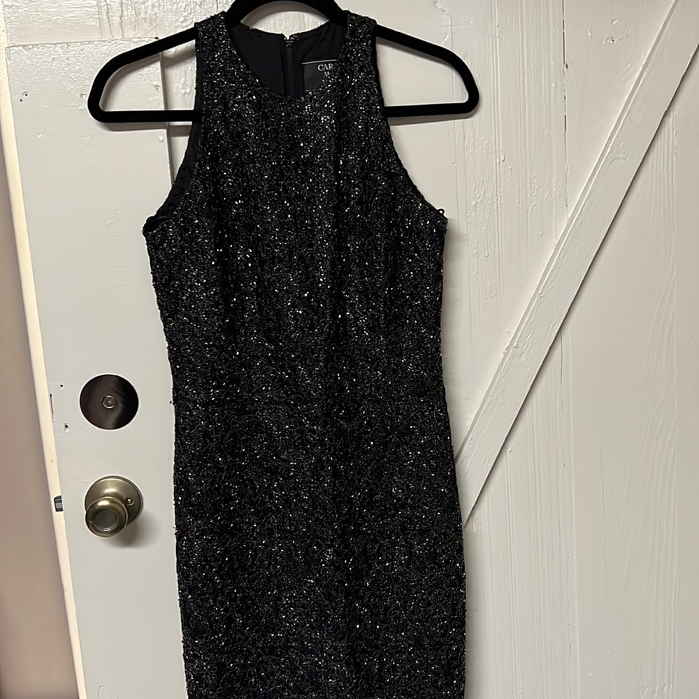 Carmen Marc Valvo beaded and embroidered dress